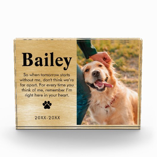 愛猫家や犬の愛猫家のペット記念悔やみや弔慰プレゼント フォトブロック (正面)