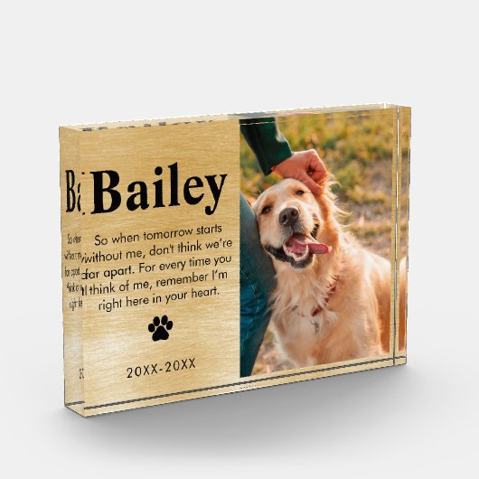 愛猫家や犬の愛猫家のペット記念悔やみや弔慰プレゼント フォトブロック (左)