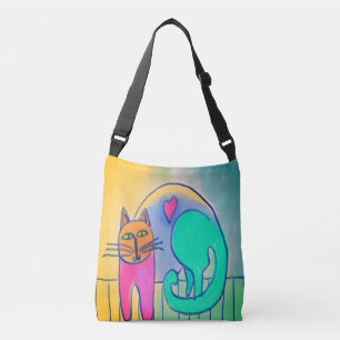 愛猫抽象芸術絵画ズ クロスボディバッグ