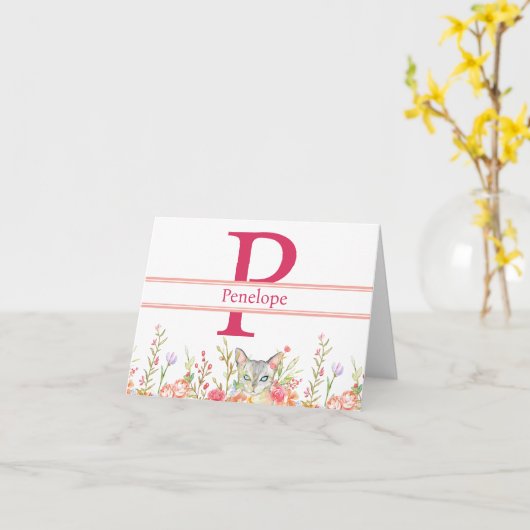 愛猫文縁ど具 カード (黄色い花)