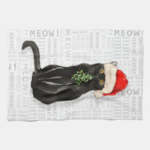 愛猫用のかわいいクリスマスブラック猫 キッチンタオル (横)