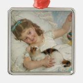 愛猫遊と一緒に暮らす甘い女の子 メタルオーナメント (正面)