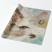 愛猫遊を飼っているかわいい少女 ラッピングペーパー (アンロールド)