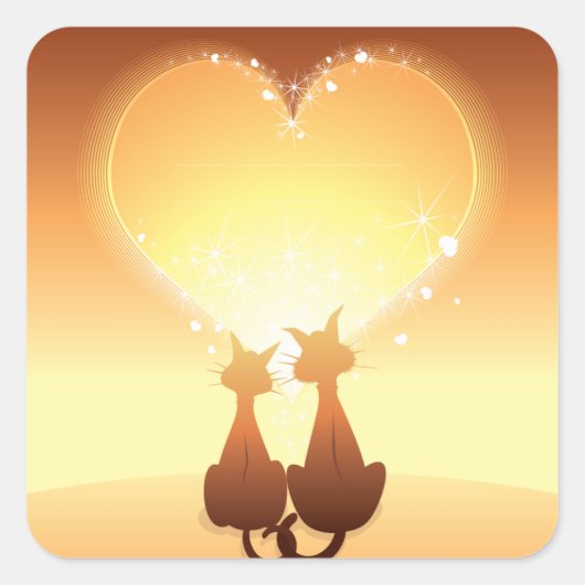 愛猫2匹 スクエアシール (正面)