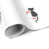 愛猫2匹，赤，黒，ハート ラッピングペーパー (ロールコーナー)