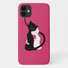 愛猫-かわいい子猫の芸術のピンク--を抱き締めます iPhone 11 ケース