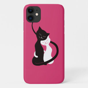 愛猫-かわいい子猫の芸術のピンク--を抱き締めます iPhone 11 ケース