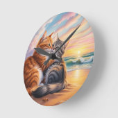 愛猫 ラウンド壁時計 (傾斜)