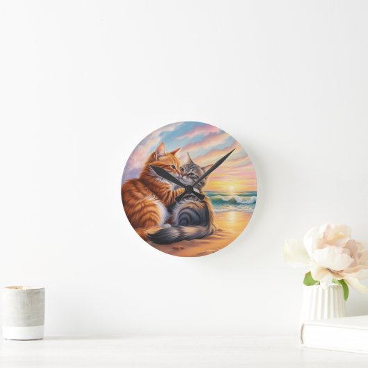 愛猫 ラウンド壁時計 (ホーム)