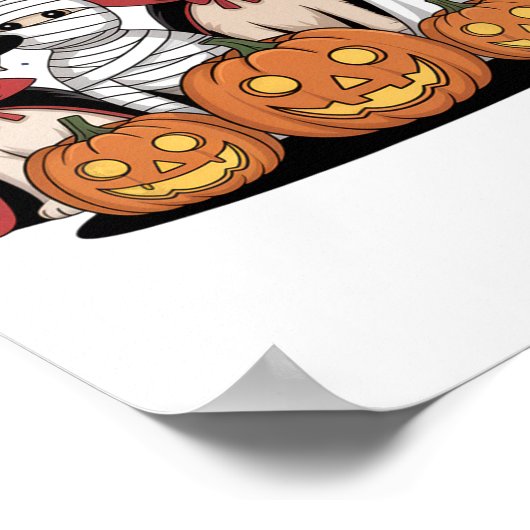 愛玩動物愛玩動物用ハロウィーン犬 – かわいい犬のコスム ポスター (角)