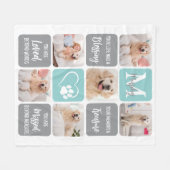 愛玩動物愛玩犬のモダン失スタイリッシュ遺写真コラージュ フリースブランケット (正面(横))