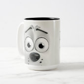 愛玩動物愛玩用の皮肉な犬の顔 ツートーンマグカップ (正面左)