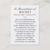 愛玩動物記念カードマルーン写真 – 満足の詩 名刺 (裏面)