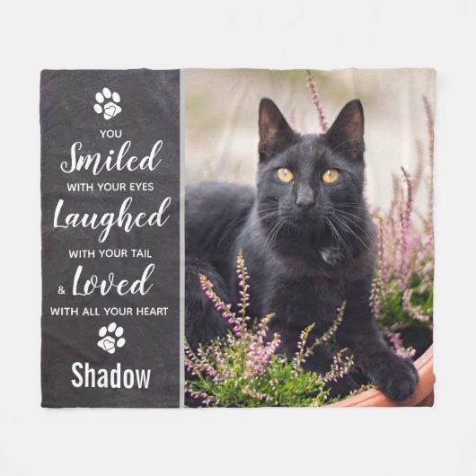 愛玩動物記念物記念物猫の写真 フリースブランケット (正面(横))