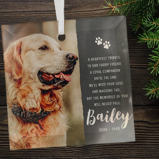 愛玩動物追悼モダン詩シンプル写真 ガラスオーナメント