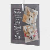 愛玩動物追悼詩モダン犬2枚の写真 ガラスオーナメント (正面左)