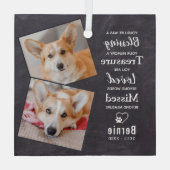 愛玩動物追悼詩モダン犬2枚の写真 ガラスオーナメント (裏面)