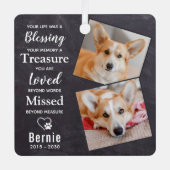 愛玩動物追悼詩モダン犬2枚の写真 メタルオーナメント (正面)