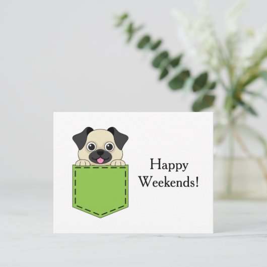 愛玩犬のパーソナライズ シーズンポストカード (スタンド正面)