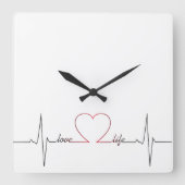 愛生命感動的な引用文の心拍 スクエア壁時計 (正面)