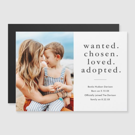 愛用写真ミニマル採用のお知らせ マグネット招待状 (正面/裏面)