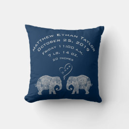 愛男の赤ちゃんの誕生の記録Stats象のトン クッション