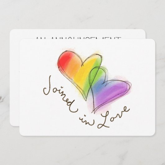 愛発表で結合される虹のハート 案内状 (正面/裏面)