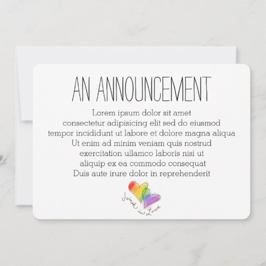 愛発表で結合される虹のハート 案内状 (裏面)