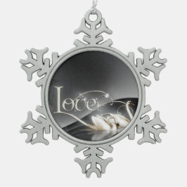 愛白鳥の結婚 スノーフレークピューターオーナメント