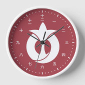 愛知国旗が掲げられた漢字時計顔 壁時計 (正面)