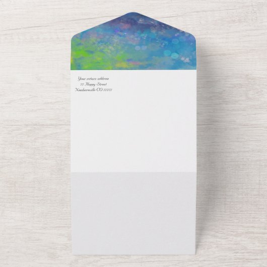 愛祝抽象芸術印象派の水彩画 オールインワン招待状 (外側)