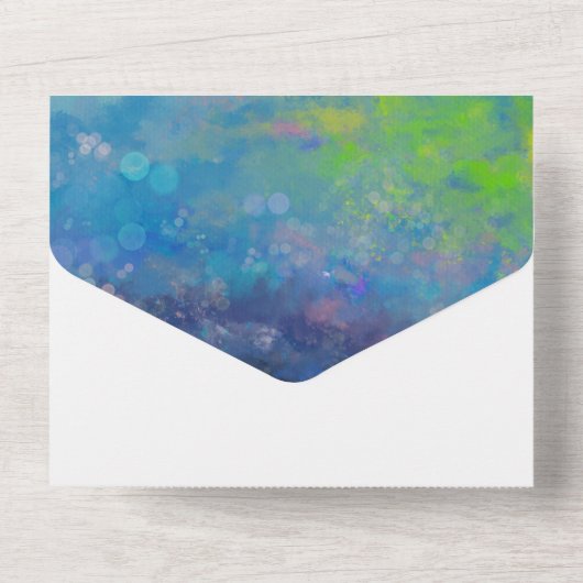 愛祝抽象芸術印象派の水彩画 オールインワン招待状 (裏面)