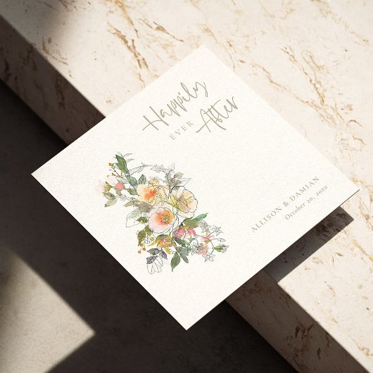 愛祝!パーソナライズされた花結婚の スタンダードカクテルナプキン