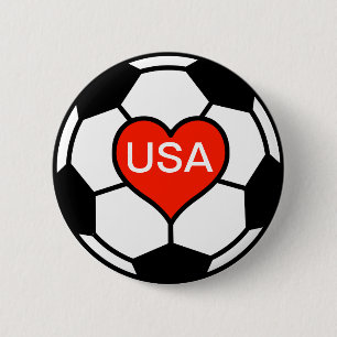 愛米国の女性のサッカーチーム 缶バッジ