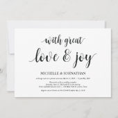 愛素晴らしと喜び結婚の駆け落ち招待状 招待状 (正面)