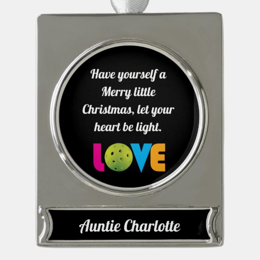 愛素晴らしのピックルカスタムボール シルバープレートバナーオーナメント (正面)