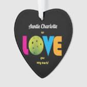 愛素晴らしピックボールカスタム、文字、ハート型 オーナメント (正面)