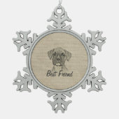 愛素晴らし愛のおもしろいトレンディーボクサー スノーフレークピューターオーナメント (正面)