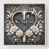 愛素晴らし紙ハート スクエア壁時計 (正面)