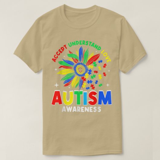 愛素晴らし自閉症啓発を受け入れる Tシャツ (デザイン正面)