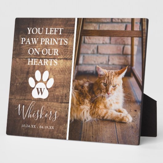 愛素朴しパーソナライズされたた思い出に猫をプリント フォトプラーク (側面)