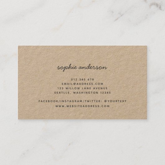 愛素朴で家を盛焼いたり上げるクラフト 名刺 (裏面)