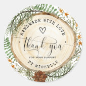 愛素朴で手作りの緑 ラウンドシール (正面)