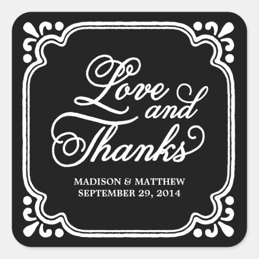 愛素朴と感謝してい |結婚式の引き出物ラベル スクエアシール (正面)