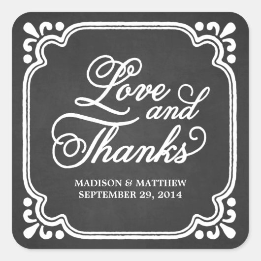 愛素朴と感謝してい |結婚式の引き出物ラベル スクエアシール (正面)