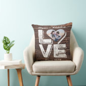 愛素朴な森林写真のハートフレームのモノグラム クッション (椅子)