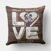 愛素朴な森林写真のハートフレームのモノグラム クッション (裏面)