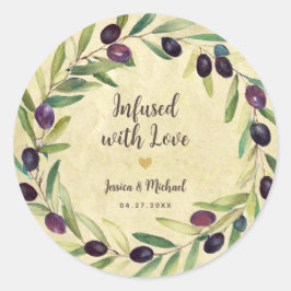 愛素朴に満ち結婚たオリーブ油リース ラウンドシール