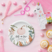 愛素朴の赤ちゃんシャワーのピンクのカボチャ秋 ペーパープレート (パーティー)