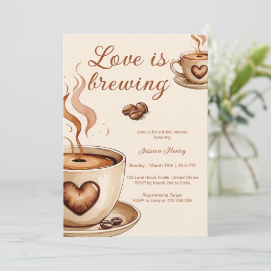 愛素朴はコーヒーブライダルシャワー 招待状 (スタンド正面)